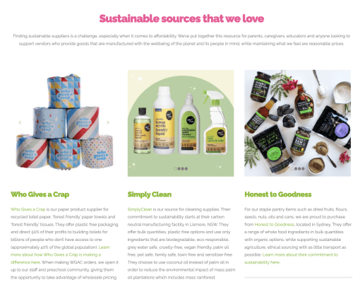 sustainable suppliers we support